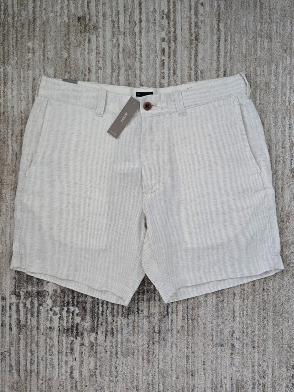 NWT J. Crew Linen Shorts Mens Cream Lightweight Breathable Resort Preppy 32W 7L